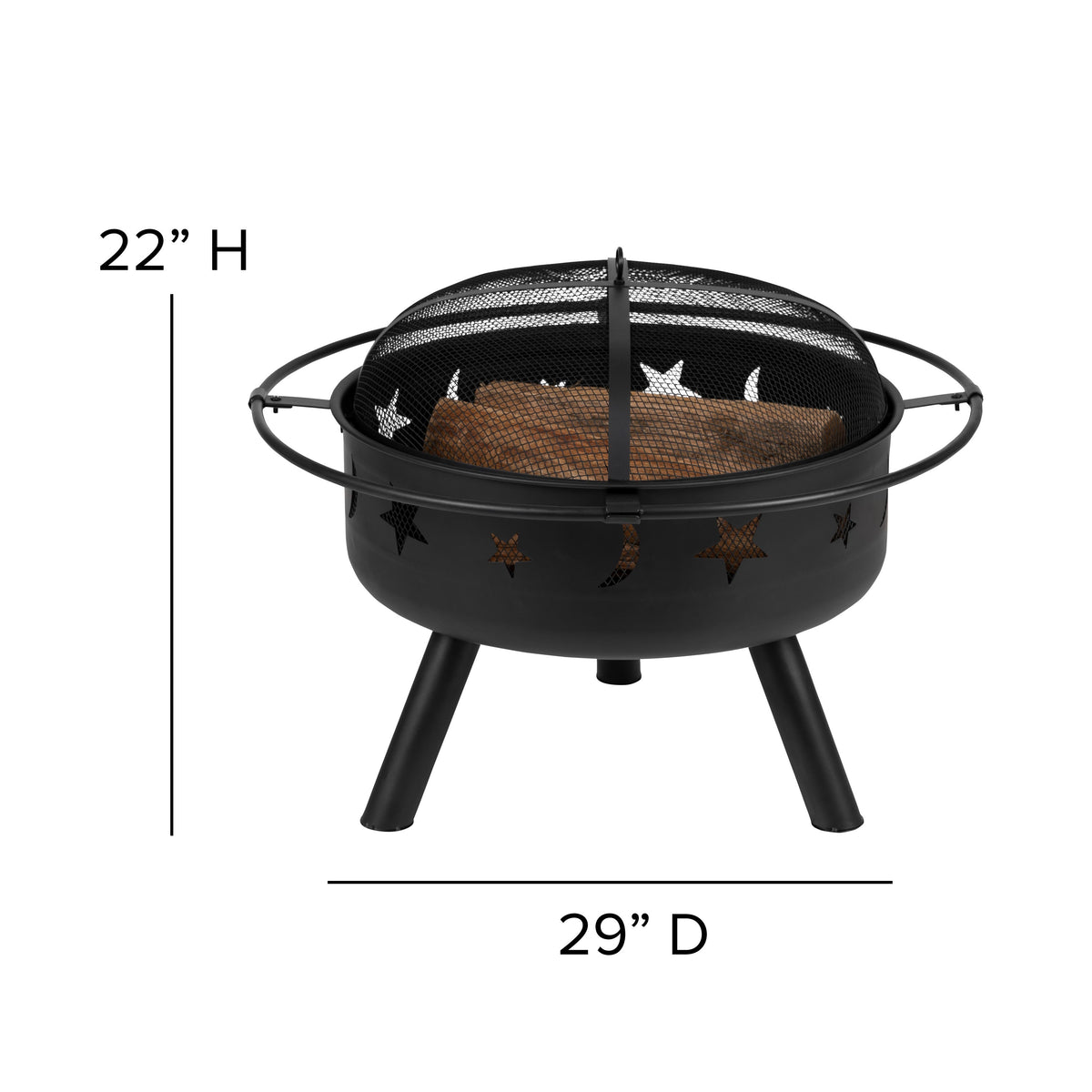 Sea Foam |#| Star and Moon Fire Pit with Mesh Cover & 2 Sea Foam Poly Resin Adirondack Chairs