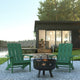 Green |#| Star and Moon Fire Pit with Mesh Cover & 2 Green Poly Resin Adirondack Chairs