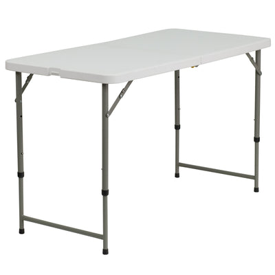 4-Foot Height Adjustable Bi-Fold Plastic Folding Table - View 1