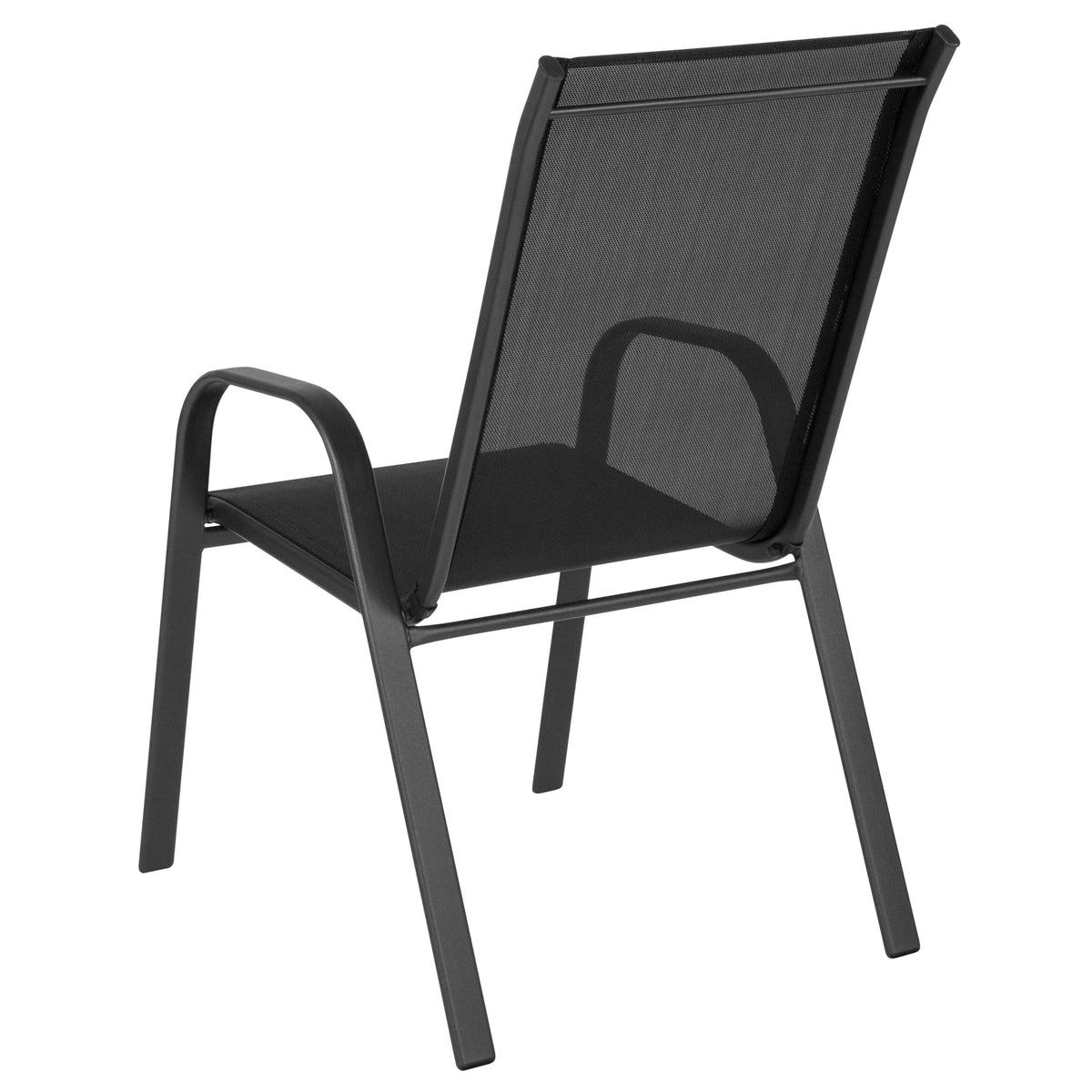 Black |#| 4 Pack Black Outdoor Stack Chair with Flex Comfort Material - Patio Stack Chair