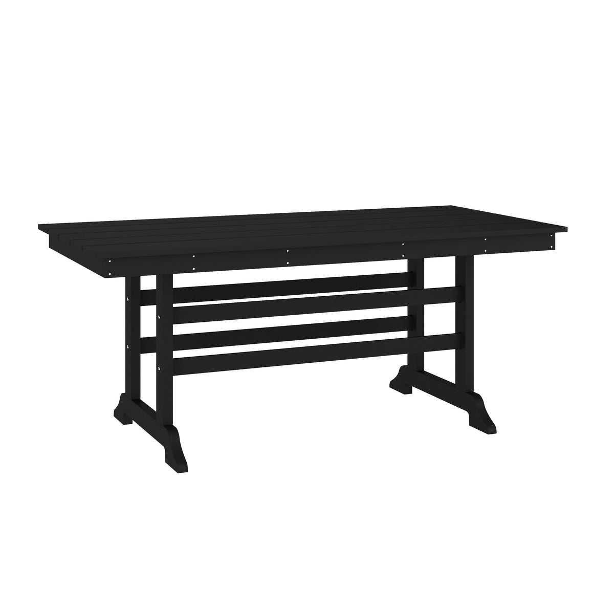 Black |#| Commercial Grade Indoor-Outdoor 72" Rectangle Adirondack Style Table in Black