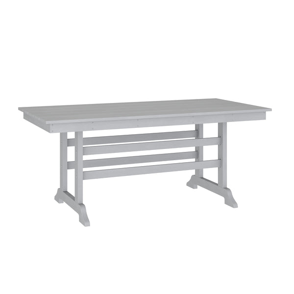 Gray |#| Commercial Grade Indoor-Outdoor 72" Rectangle Adirondack Style Table in Black