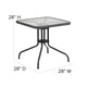 Clear/Gray |#| 28inch SQ Glass Metal Table with Gray Rattan Edging and 4 Gray Rattan Stack Chairs