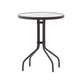 Clear/Bronze |#| 23.75inch Round Tempered Glass Metal Table with Smooth Ripple Design Top - Bronze