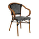 Black & White/Natural Frame |#| All-Weather Commercial Paris Chair with Bamboo Print Metal Frame-Black/White