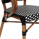 Black & White/Natural Frame |#| All-Weather Commercial Paris Chair with Bamboo Print Metal Frame-Black/White