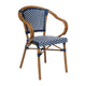 Navy & White/Natural Frame |#| All-Weather Commercial Paris Chair with Bamboo Print Metal Frame-Navy/White