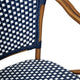 Navy & White/Natural Frame |#| All-Weather Commercial Paris Chair with Bamboo Print Metal Frame-Navy/White