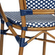 Navy & White/Natural Frame |#| All-Weather Commercial Paris Chair with Bamboo Print Metal Frame-Navy/White