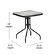 Gray |#| 3 Piece Patio Dining Set - 23.5inch Square Glass Table, 2 Gray Flex Stack Chairs