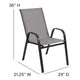 Gray |#| 3 Piece Patio Dining Set - 23.5inch Square Glass Table, 2 Gray Flex Stack Chairs