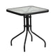 Gray |#| 3 Piece Patio Dining Set - 23.5inch Square Glass Table, 2 Gray Flex Stack Chairs