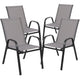 Gray |#| 3 Piece Patio Dining Set - 23.5inch Square Glass Table, 2 Gray Flex Stack Chairs