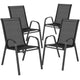 Black |#| 3 Piece Patio Dining Set - 23.5inch Square Glass Table, 2 Black Flex Stack Chairs