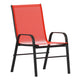 Red |#| Commercial 5 Pc Outdoor Patio Dining Set with Glass Table and 4 Chairs - Red