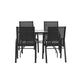 Black |#| Commercial 5 Pc Outdoor Patio Dining Set with Glass Table and 4 Chairs - Black