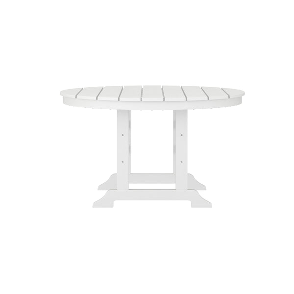 White |#| Commercial Grade Indoor-Outdoor 48" Round Adirondack Style Table in Black