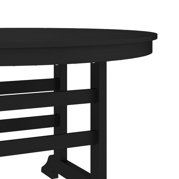 Black |#| Commercial Grade Indoor-Outdoor 48" Round Adirondack Style Table in Black