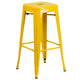 Yellow |#| 24inch Round Yellow Metal Indoor-Outdoor Bar Table Set with 4 Backless Stools