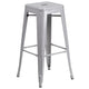 Silver |#| 24inch Round Silver Metal Indoor-Outdoor Bar Table Set with 4 Backless Stools