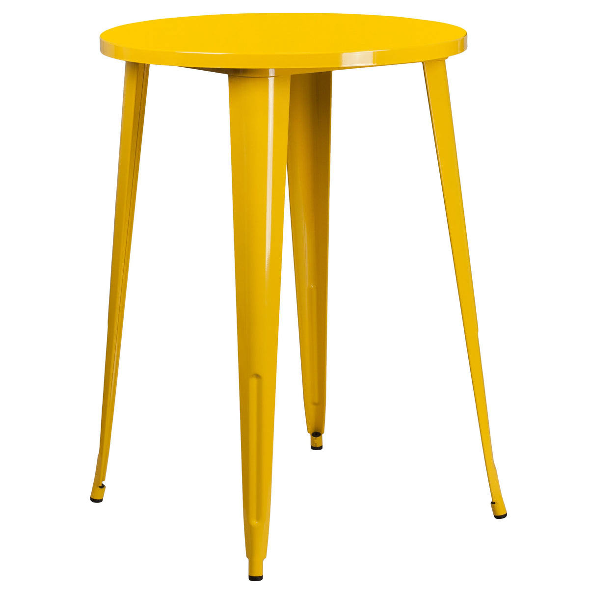 Yellow |#| 30inch Round Yellow Metal Indoor-Outdoor Bar Table Set with 2 Backless Stools