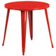 Red |#| 30inch Round Red Metal Indoor-Outdoor Table Set with 4 Vertical Slat Back Chairs