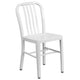 White |#| 30inch Round White Metal Indoor-Outdoor Table Set with 4 Vertical Slat Back Chairs