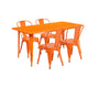 Orange |#| 31.5inch x 63inch Rectangular Orange Metal Indoor-Outdoor Table Set w/ 4 Stack Chairs