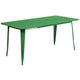 Green |#| 31.5inch x 63inch Rectangular Green Metal Indoor-Outdoor Table Set w/ 4 Stack Chairs