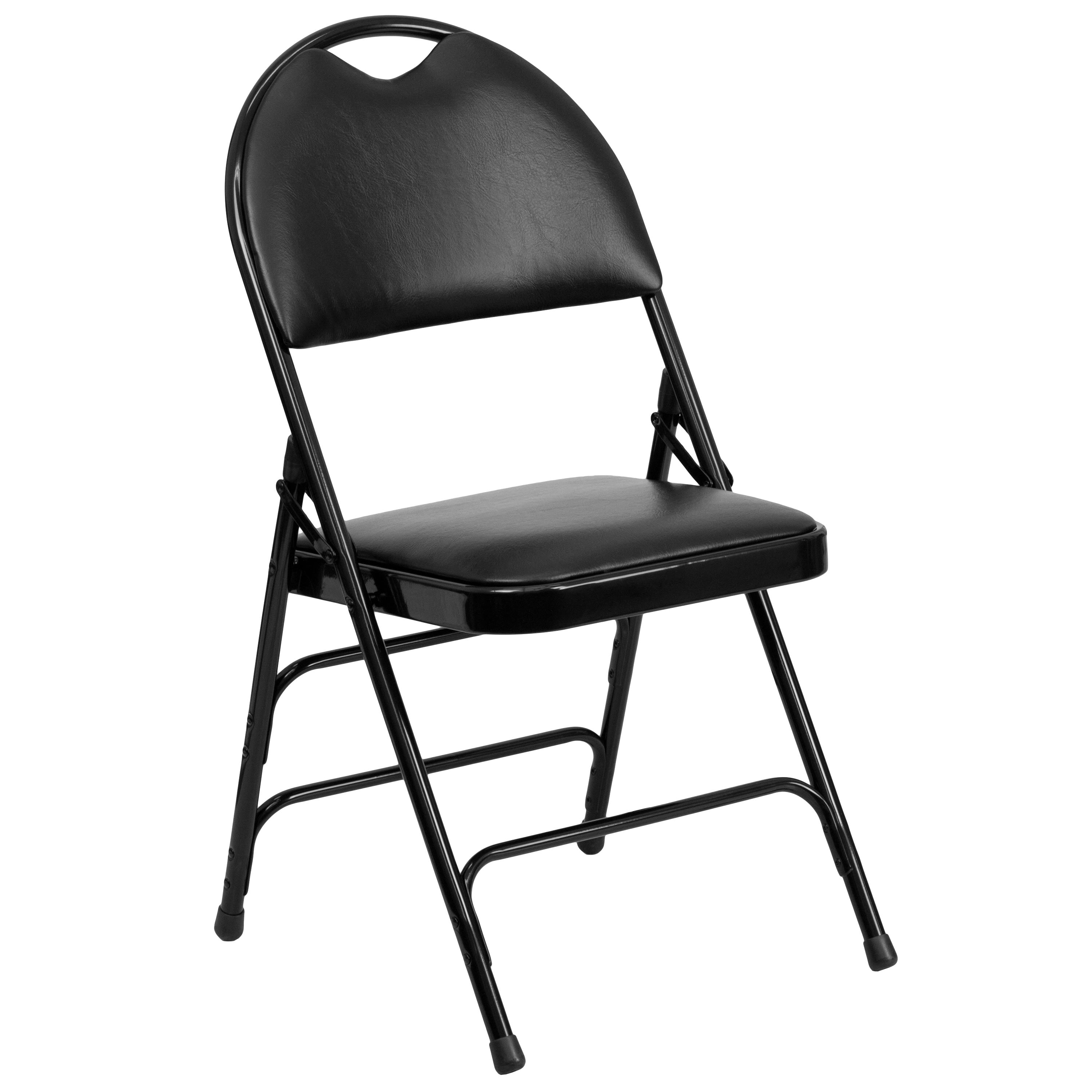 Premium Triple-Braced Fabric Padded Metal Folding Chair - 2'' Cushion