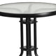 23.75inch Round Glass Metal Table with 2 Black Rattan Stack Chairs