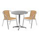 Beige |#| 27.5inch Round Aluminum Indoor-Outdoor Table Set with 2 Beige Rattan Chairs