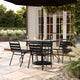 Commercial Patio Dining Set with Table, 2 Chairs, and 2 Arm Chairs in Black