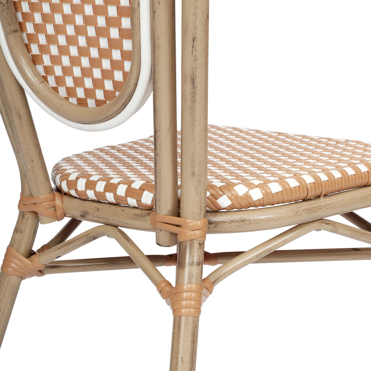 Natural & White/Light Natural Frame |#| All-Weather Commercial Paris Chair with Bamboo Print Metal Frame-Natural/White