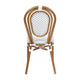 White & Gray/Natural Frame |#| All-Weather Commercial Paris Chair with Bamboo Print Metal Frame-Natural/White