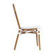 White & Gray/Natural Frame |#| All-Weather Commercial Paris Chair with Bamboo Print Metal Frame-Natural/White