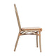 Natural & White/Light Natural Frame |#| All-Weather Commercial Paris Chair with Bamboo Print Metal Frame-Natural/White