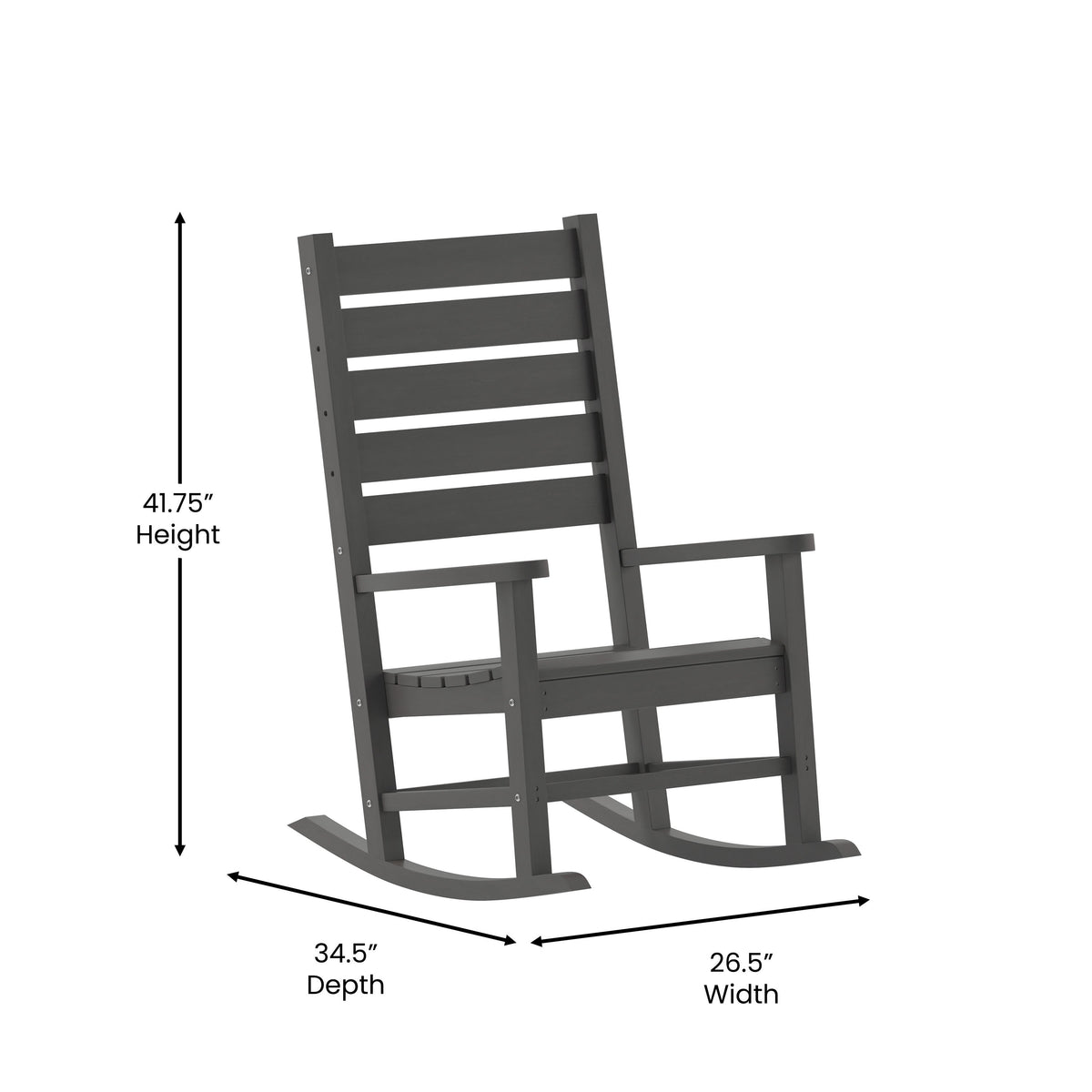 Gray |#| 3pc Commercial Indoor/Outdoor Set with 2 Rocking Chairs and End Table in Gray