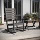 Gray |#| 3pc Commercial Indoor/Outdoor Set with 2 Rocking Chairs and End Table in Gray