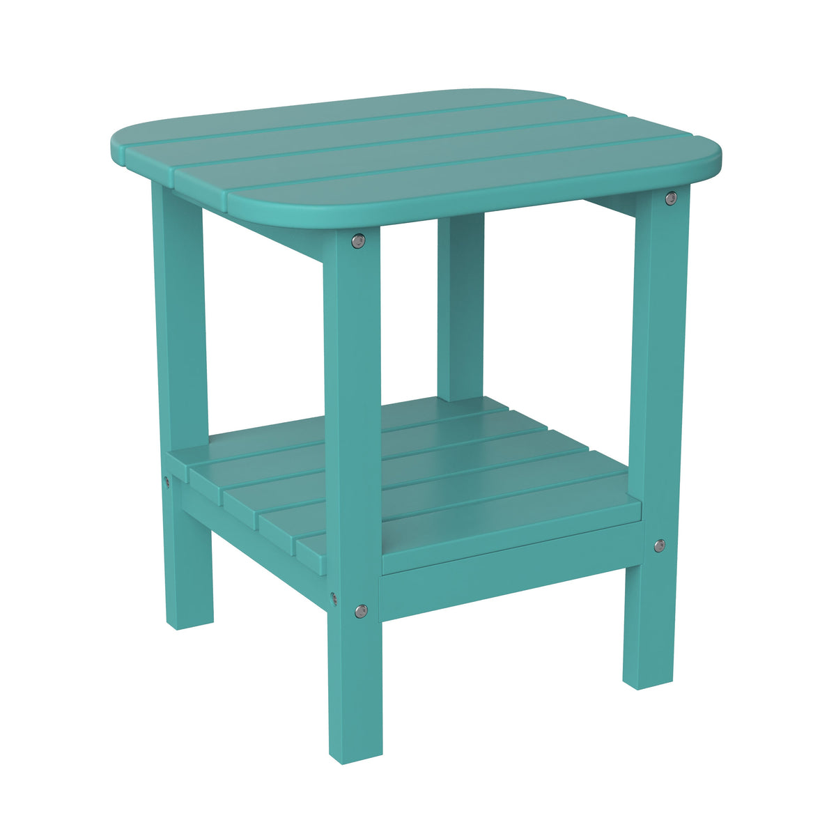 3pc Commercial Indoor/Outdoor Set with 2 Rocking Chairs and End Table in Blue