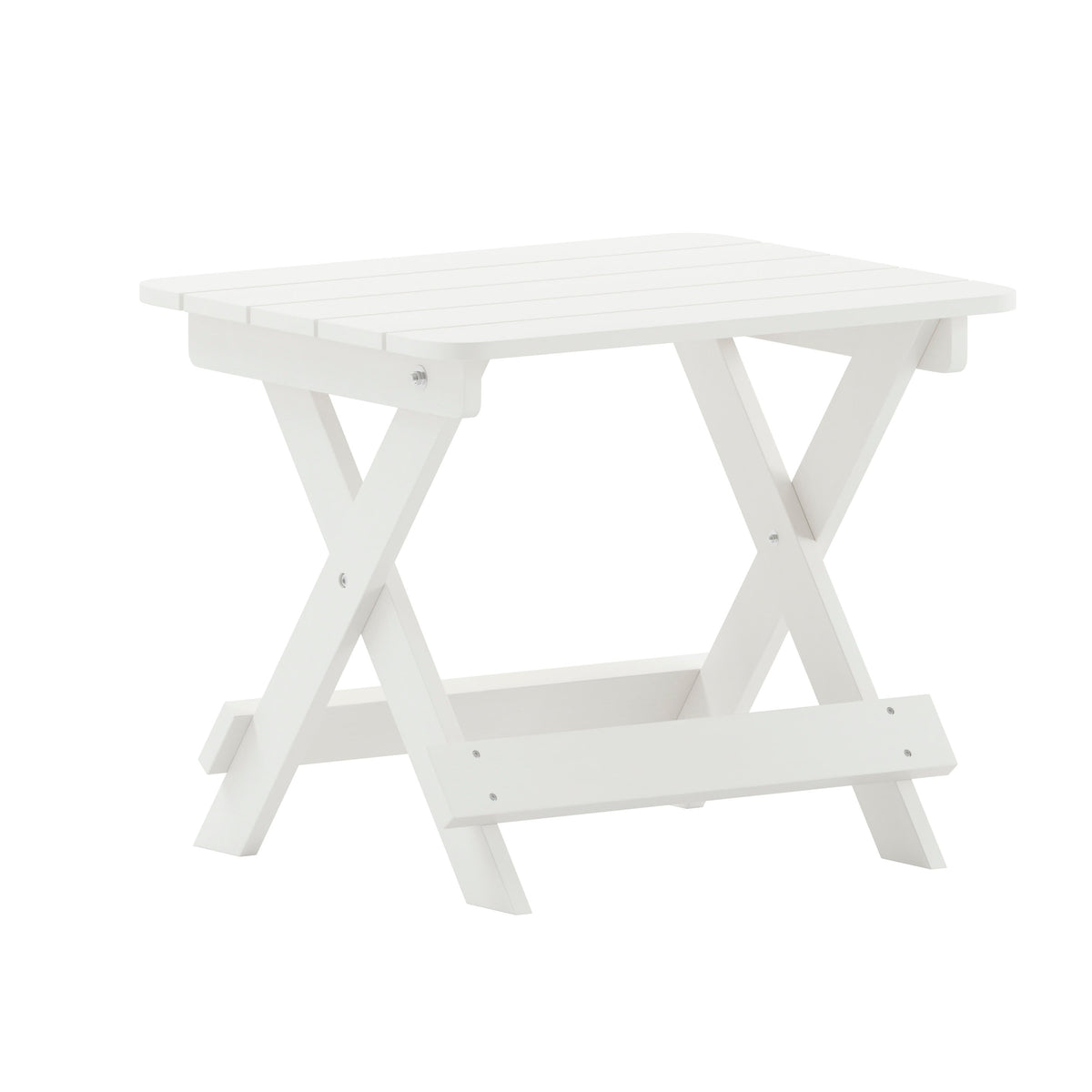 White |#| 3pc Commercial Indoor/Outdoor Set with 2 Rocking Chairs and End Table in White