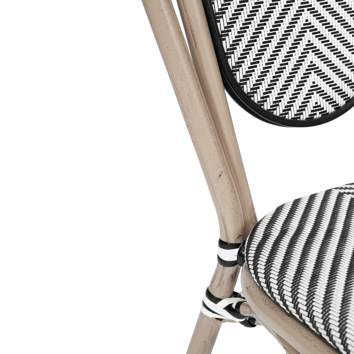 Black & White/Light Natural Frame |#| All-Weather Commercial Paris Chair with LT Natural Metal Frame-Black/White