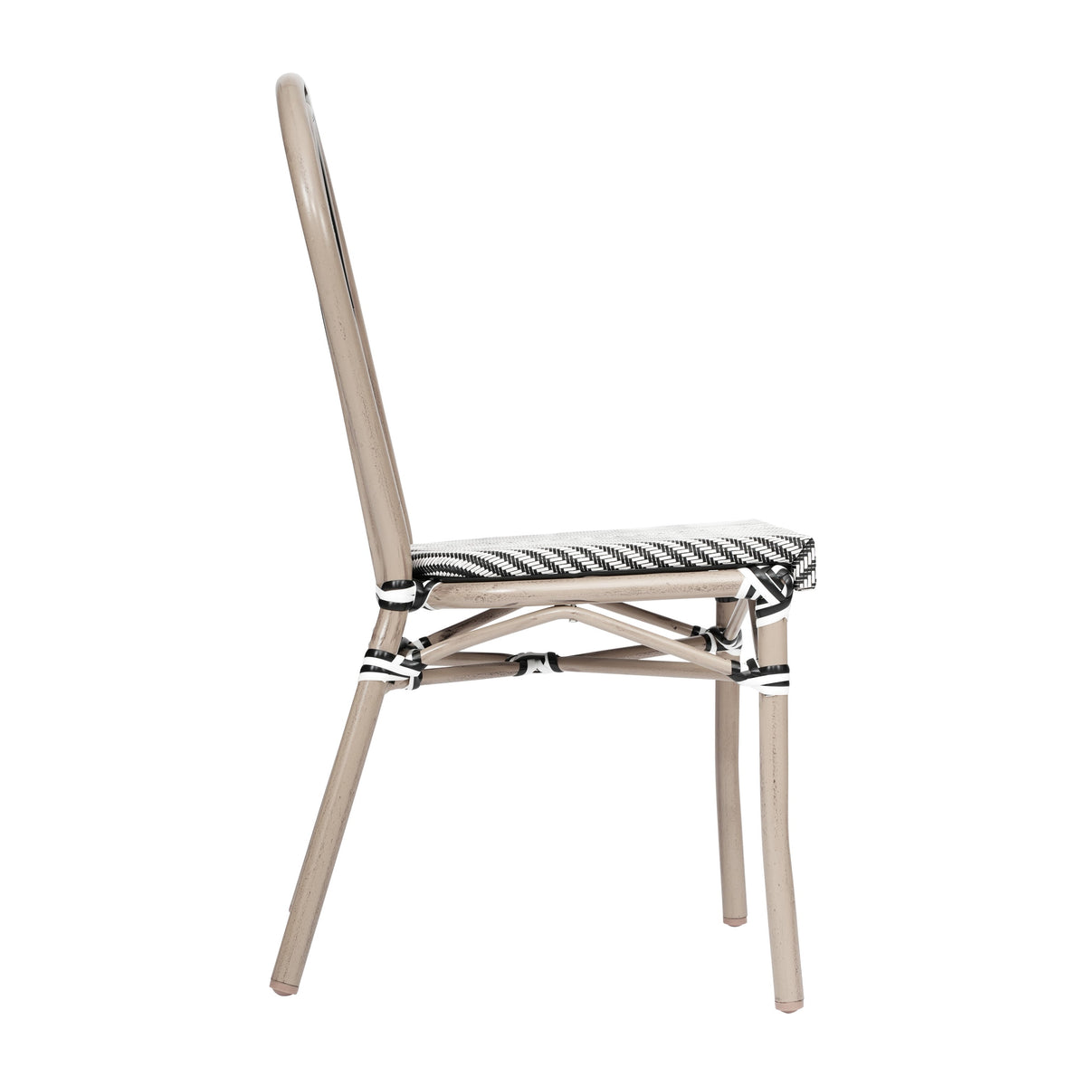 Black & White/Light Natural Frame |#| All-Weather Commercial Paris Chair with LT Natural Metal Frame-Black/White