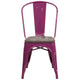 Purple |#| Purple Metal Stackable Chair with Wood Seat - Kitchen Furniture - Café Chair