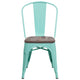 Mint Green |#| Mint Green Metal Stackable Chair with Wood Seat - Kitchen Furniture - Café Chair