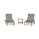 3pc Commercial Indoor/Outdoor Adirondack Set with 2 Loungers, Side Table - Brown