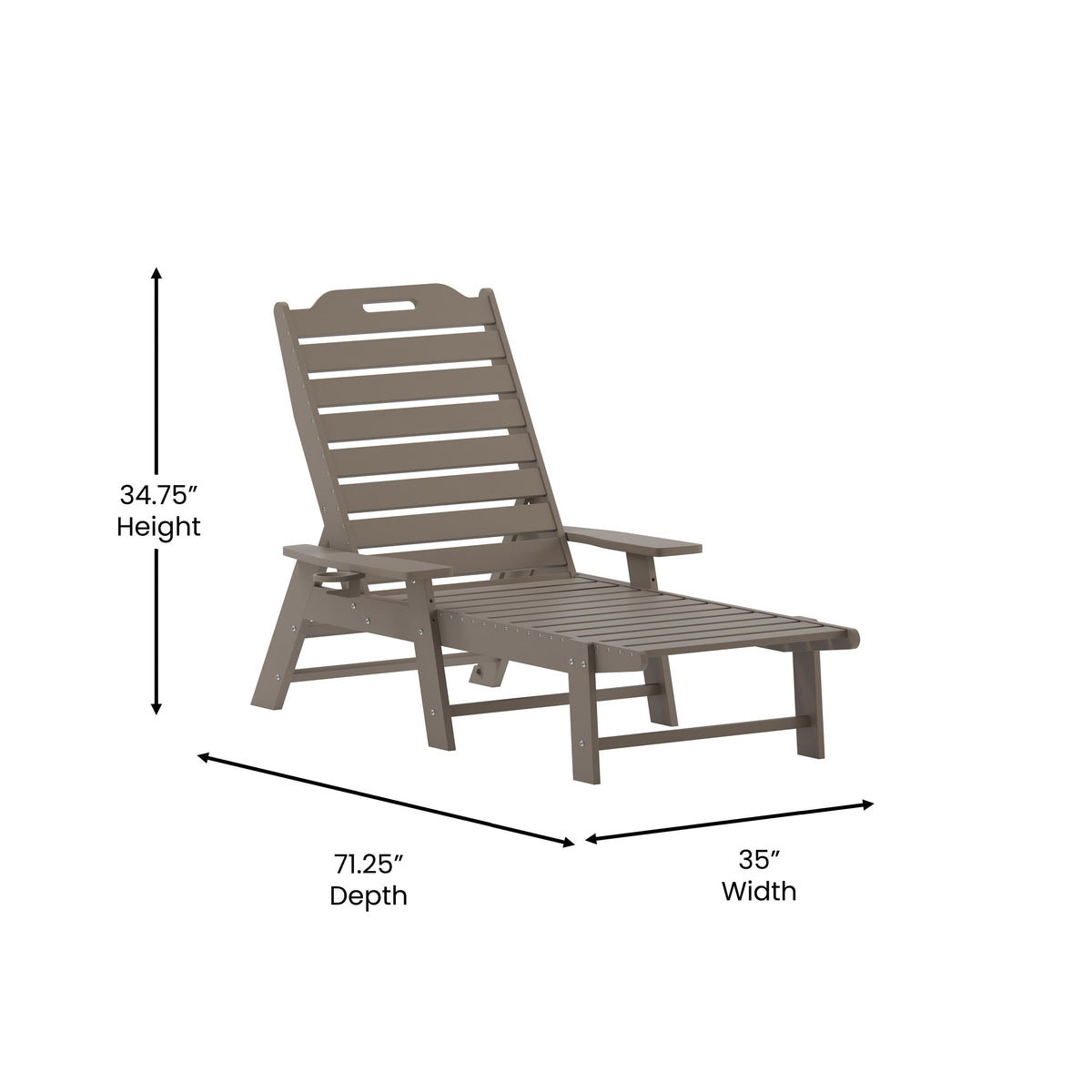 3pc Commercial Indoor/Outdoor Adirondack Set with 2 Loungers, Side Table - Brown