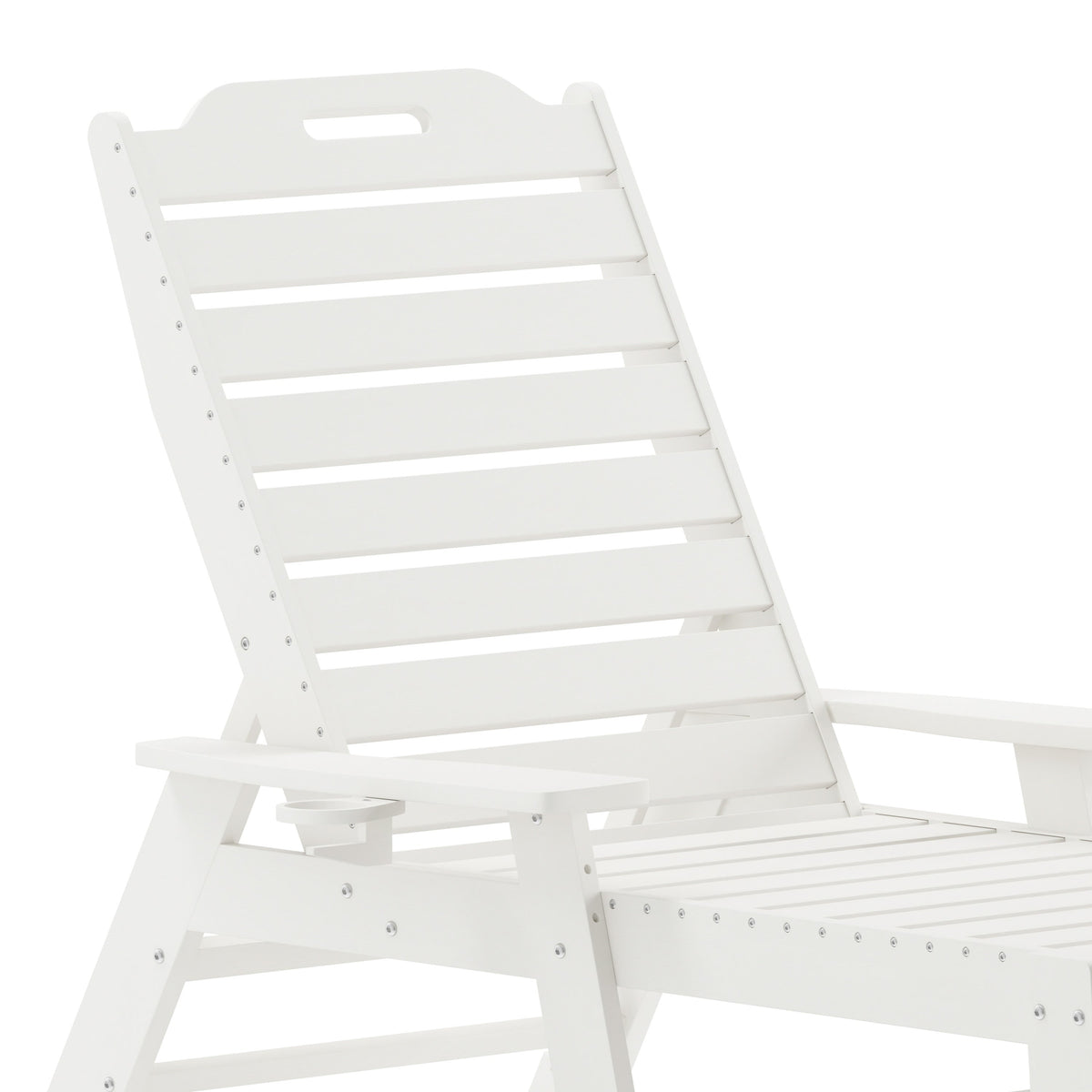 White |#| 3pc Commercial Indoor/Outdoor Adirondack Set with 2 Loungers, Side Table - White