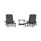 Black |#| 3pc Commercial Indoor/Outdoor Adirondack Set with 2 Loungers, Side Table - Black