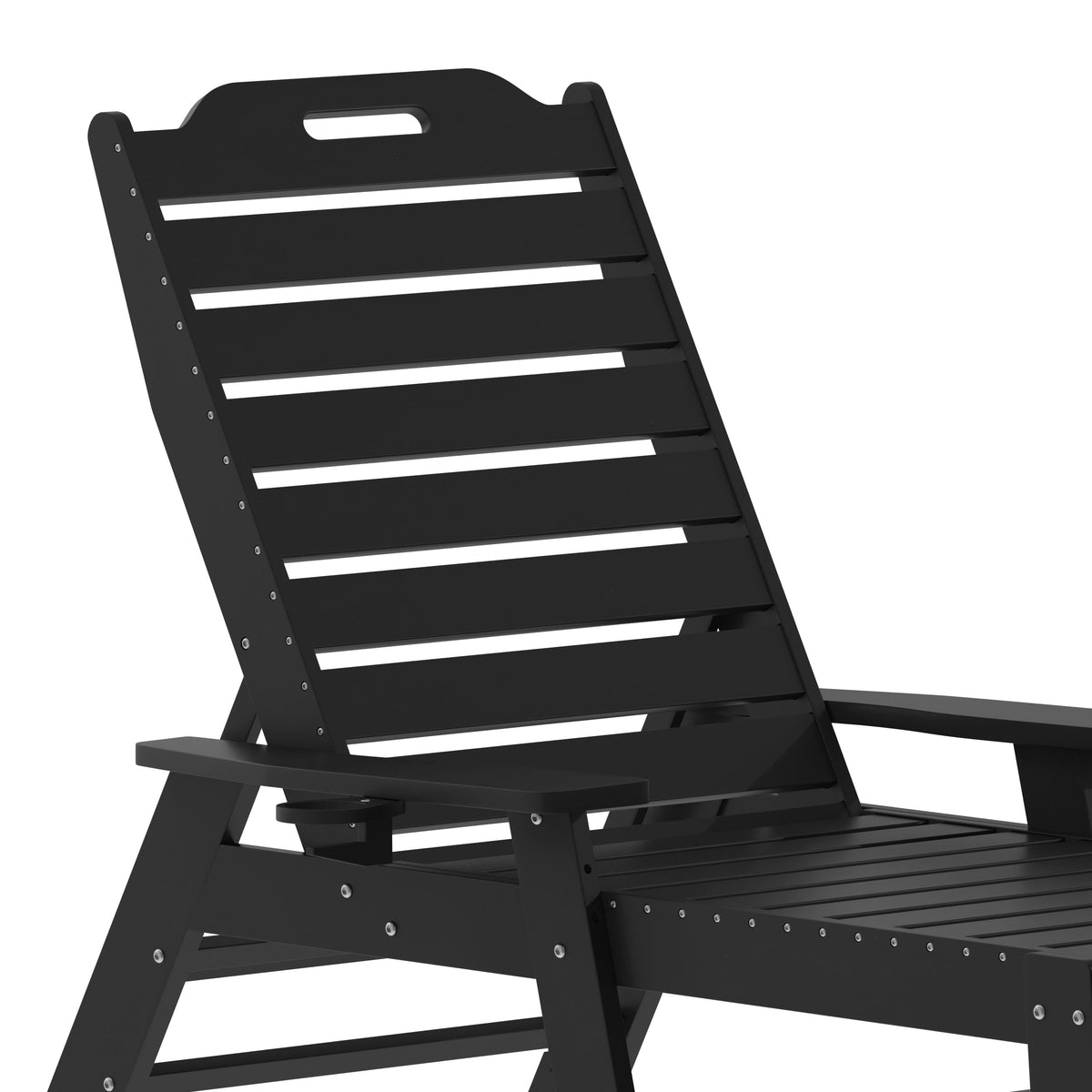 Black |#| 3pc Commercial Indoor/Outdoor Adirondack Set with 2 Loungers, Side Table - Black